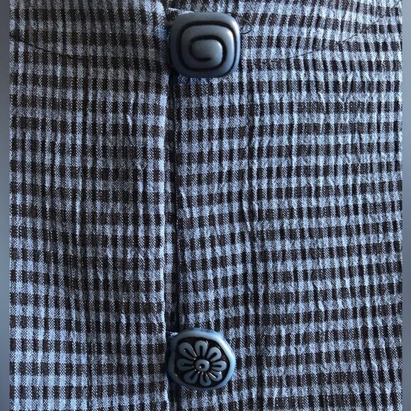 Vintage Darian Petites Blue Black Plaid Tunic Button Up Blouse Size 16P NWT - Picture 4 of 10